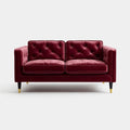 Dwuosobowa sofa z aksamitu, bordowa, pikowana, 150 × 85 × 85 cm
