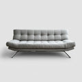 Szara sofa 3-osobowa z tapicerką poliestrową i metalowymi nogami, 190 × 85 × 83 cm