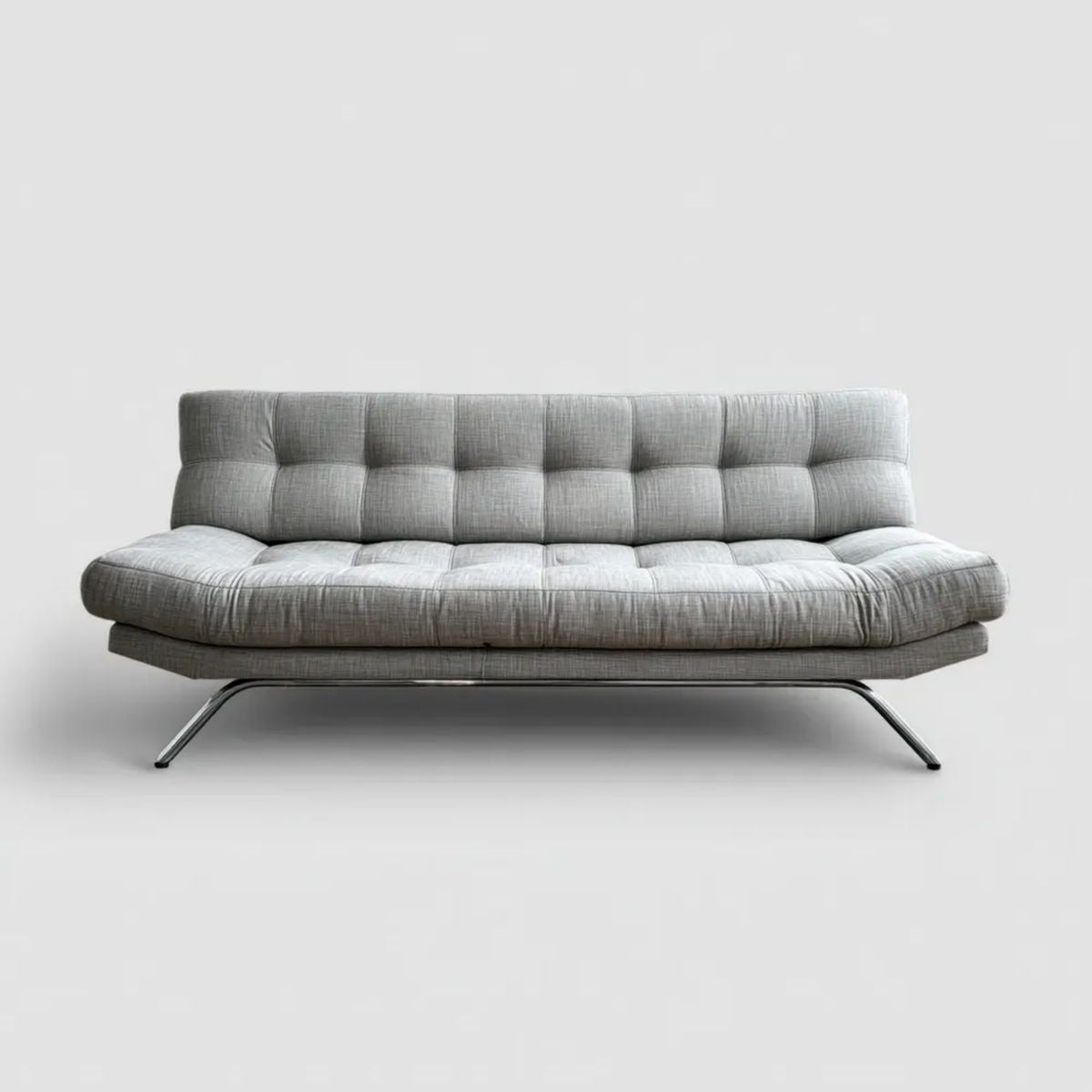 Szara sofa 3-osobowa z tapicerką poliestrową i metalowymi nogami, 190 × 85 × 83 cm
