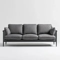 Sofa trzyosobowa szara z tapicerką poliestrową i stalową ramą, 210 x 85 x 82 cm