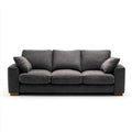 Trzyosobowa sofa z tapicerką poliestrową, ciemnoszara/brązowa, 210 x 90 x 85 cm