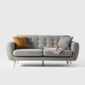 Dwuosobowa sofa szara z tapicerką poliestrową i drewnianymi nogami, 190 x 85 x 85 cm
