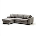 Szara sofa narożna z lewostronnym szezlongiem z poliestru, 250 × 160 × 85 cm