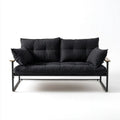 Dwuosobowa sofa czarna z poliestru i stali, 150 x 80 x 82 cm