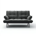 Trzyosobowa sofa rozkładana z tapicerką poliestrową, grafitowo-czarna, 190 × 85 × 88 cm