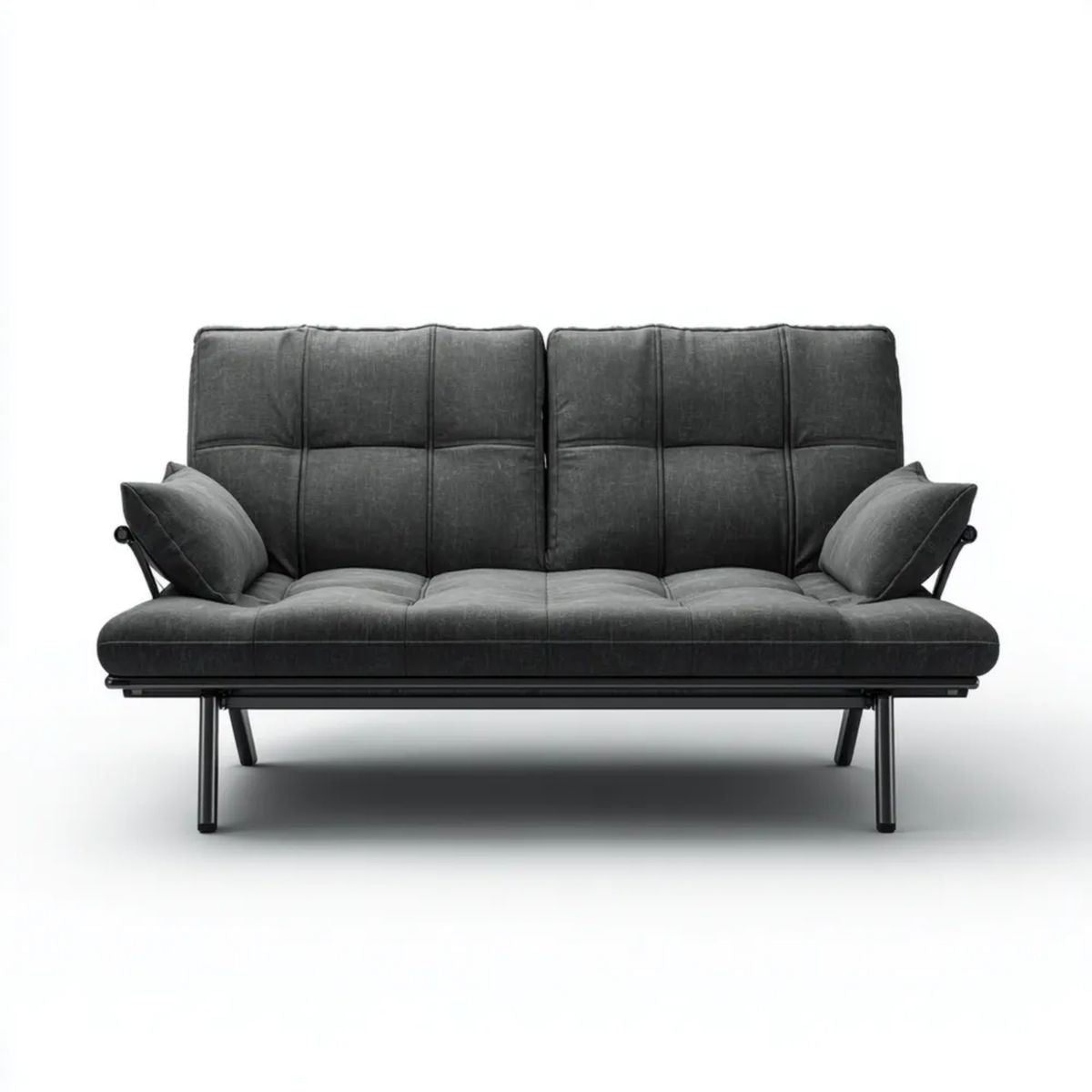 Trzyosobowa sofa rozkładana z tapicerką poliestrową, grafitowo-czarna, 190 × 85 × 88 cm