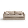 Sofa trzyosobowa beżowa z tapicerką poliestrową 220 × 95 × 85 cm