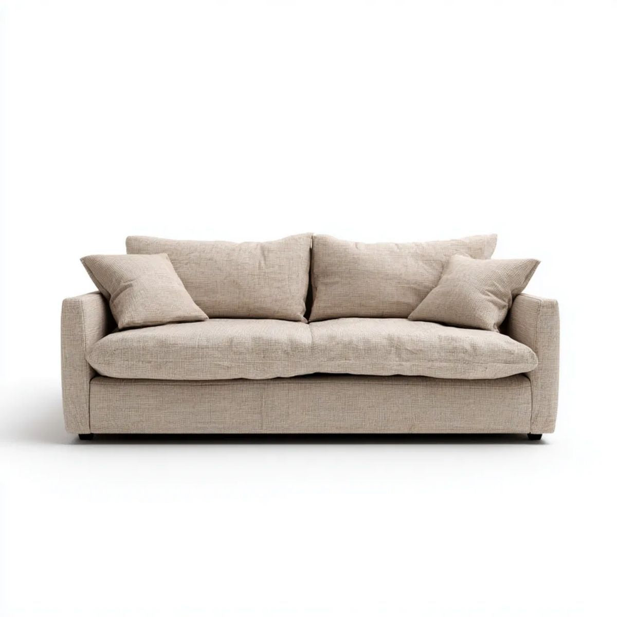 Sofa trzyosobowa beżowa z tapicerką poliestrową 220 × 95 × 85 cm