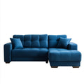 Prawostronna sofa narożna z szezlongiem z aksamitu granatowa 230 x 150 x 85 cm, kształt L