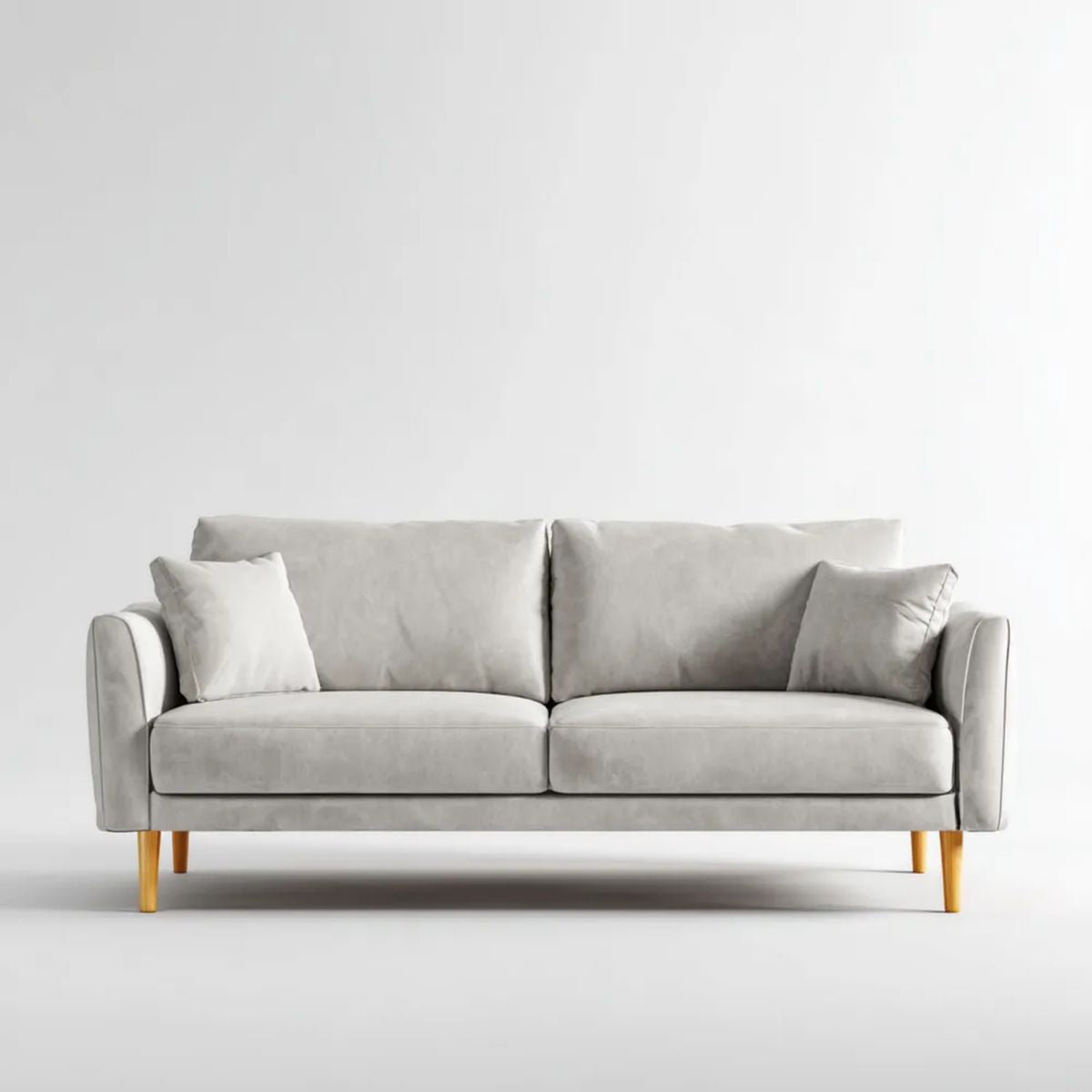 Trzyosobowa sofa jasnoszara z tapicerką poliestrową 210 × 90 × 85 cm