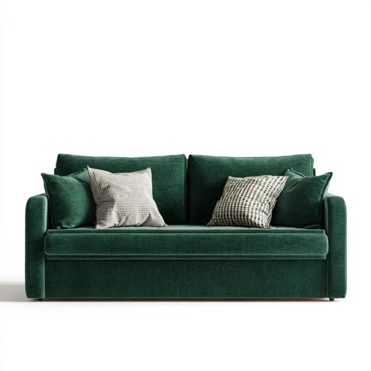 Dwuosobowa sofa sztruksowa z poliestru, ciemnozielona, 180 x 85 x 85 cm