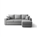 Szara sofa narożna z prawostronnym szezlongiem z tkaniny, 250 × 160 × 85 cm