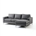 Trzyosobowa sofa narożna z prawostronnym szezlongiem, szara, tapicerka poliestrowa, 250 × 160 × 85 cm
