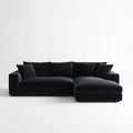 Czarna sofa narożna z prawostronnym szezlongiem z aksamitu 280 x 170 x 85 cm
