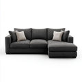 Prawostronna sofa narożna w kształcie L z poliestru, grafitowo-czarna, 260 × 160 × 85 cm