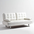 Trzyosobowa rozkładana sofa ze skóry PU, biała/srebrna, 180 x 85 x 82 cm