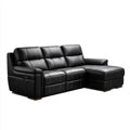 Czarna sofa narożna 3-osobowa z prawostronnym szezlongiem, tapicerka PU, 250 × 160 × 100 cm