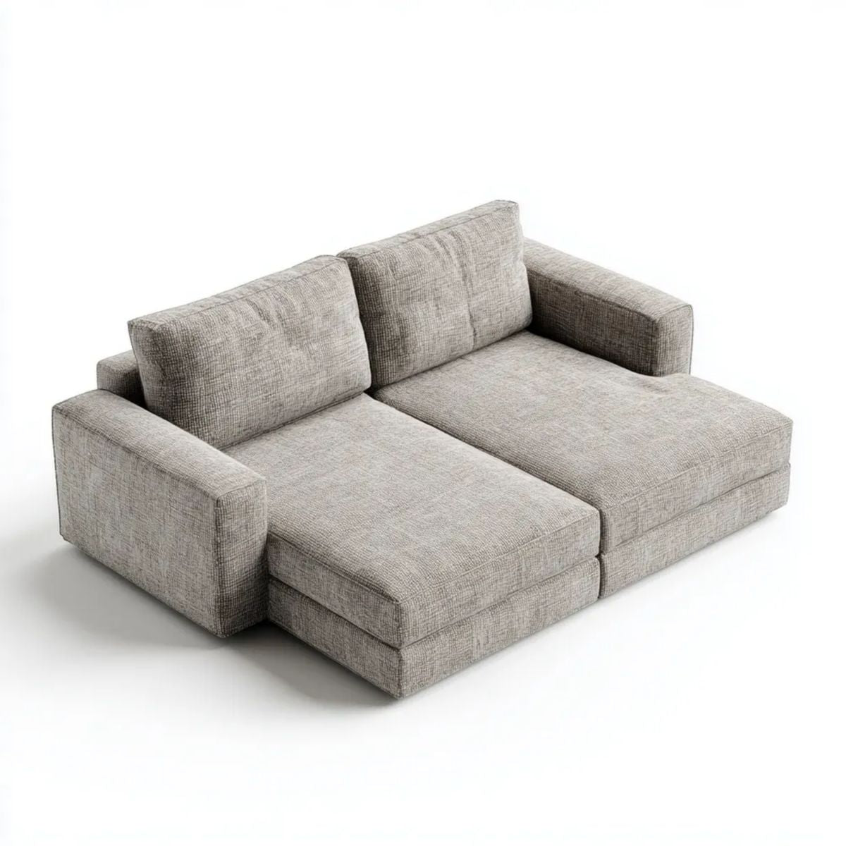 Dwuosobowa sofa z poliestru jasnoszara 220 × 110 × 75 cm