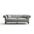 Trzyosobowa sofa Chesterfield z weluru, szara, 220 × 95 × 78 cm