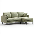 Oliwkowa sofa narożna z szezlongiem po prawej stronie, welurowa, 250 × 160 × 86 cm