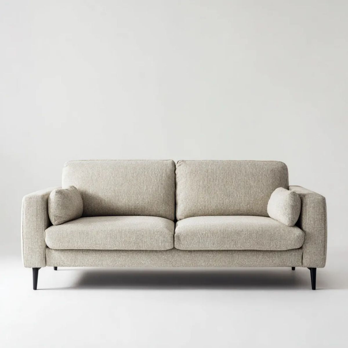Beżowa sofa dwuosobowa z tapicerką poliestrową 180 x 85 x 85 cm