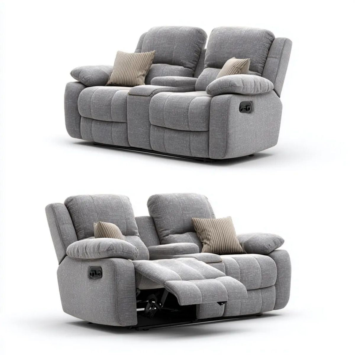 Szara dwuosobowa sofa rozkładana z tkaniny poliestrowej 170 x 95 x 102 cm