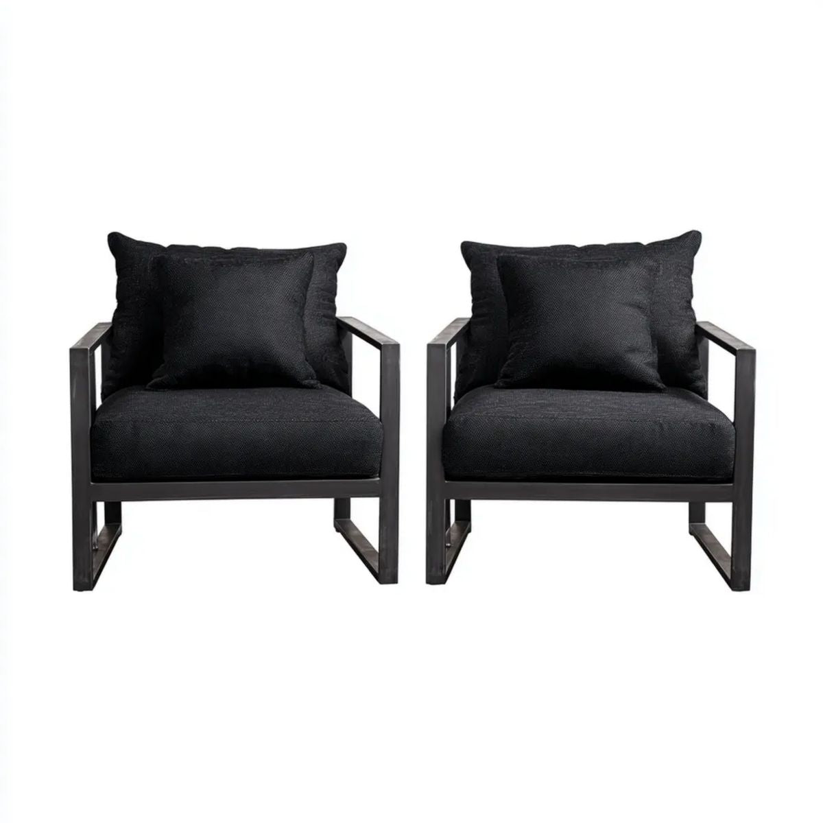 Zestaw 2 czarnych foteli ze stali i poliestru 65 x 76 x 78 cm