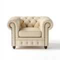 Fotel Chesterfield ze skóry PU kremowy 112 x 95 x 78 cm