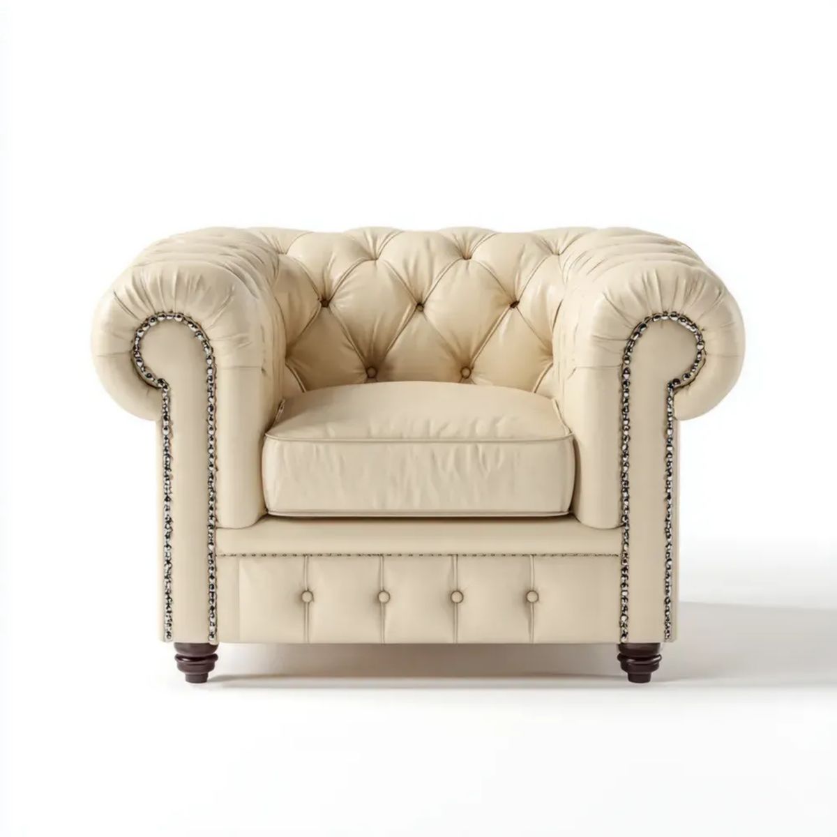 Fotel Chesterfield ze skóry PU kremowy 112 x 95 x 78 cm