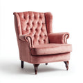 Fotel uszak Chesterfield z weluru poliestrowego, pudrowy róż, 80 x 85 x 105 cm