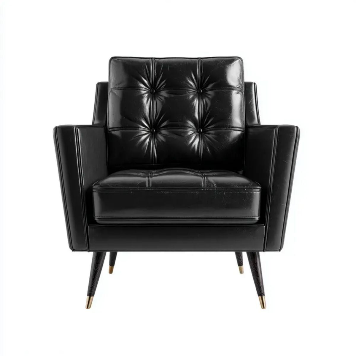 Czarny fotel wypoczynkowy z tapicerką PU 82 × 85 × 95 cm