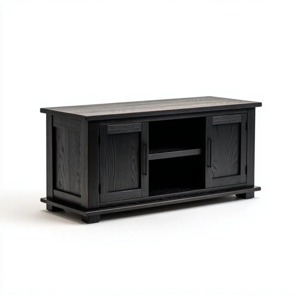 Czarna drewniana szafka RTV 120 x 40 x 60 cm
