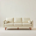 Trzyosobowa sofa ze skóry syntetycznej, kremowo-brązowa, 210 x 88 x 86 cm