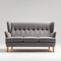 Trzyosobowa sofa tapicerowana szara z drewnianymi nogami 205 x 88 x 105 cm