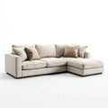 Prawostronna sofa narożna beżowa z tapicerką poliestrową 280 × 170 × 85 cm, kształt L